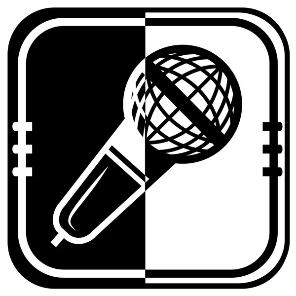 Vetor de microfone em fundo preto e branco — Vetor de Stock