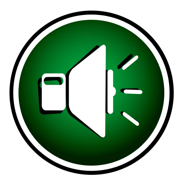 Pictogram van het volume van de luidspreker op groene knop — Stockvector