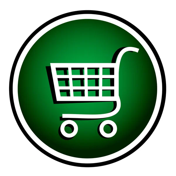 Shopping trolley - green round icon — Stock Vector