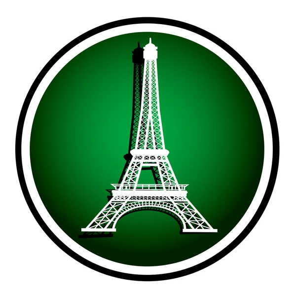 Torre Eiffel en París, Francia - icono redondo verde — Archivo Imágenes Vectoriales