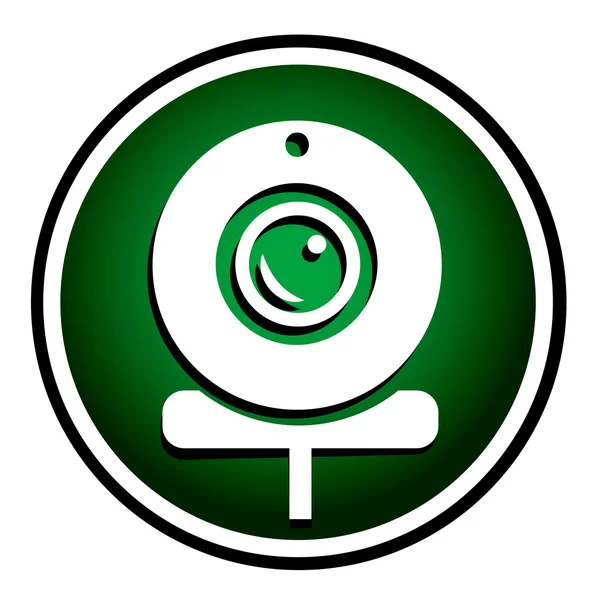Webcam - icono redondo verde — Vector de stock