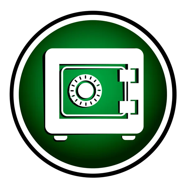 Icono de caja fuerte de metal. Concepto de seguridad. Icono redondo verde — Archivo Imágenes Vectoriales
