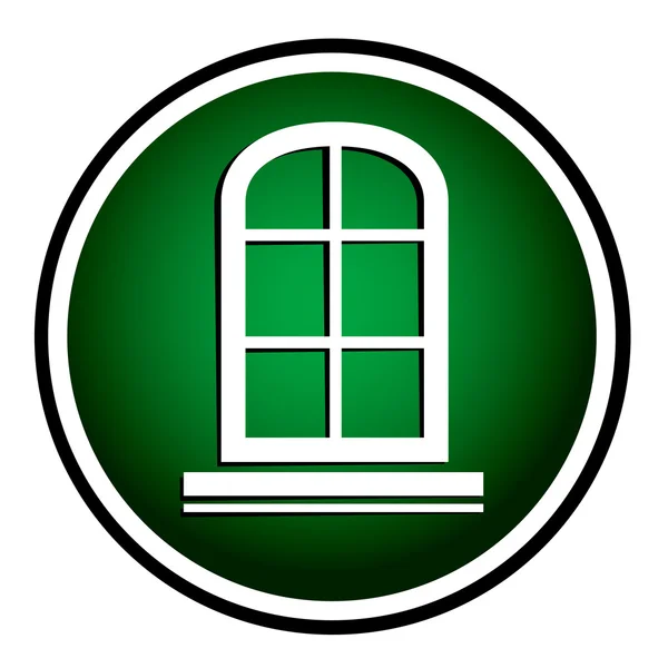 Window frame - round green icon — Stock Vector