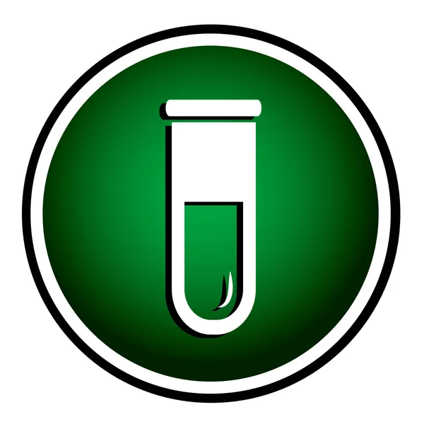Reagenzglas rundes grünes Symbol. Biochemie und Mikrobiologie — Stockvektor