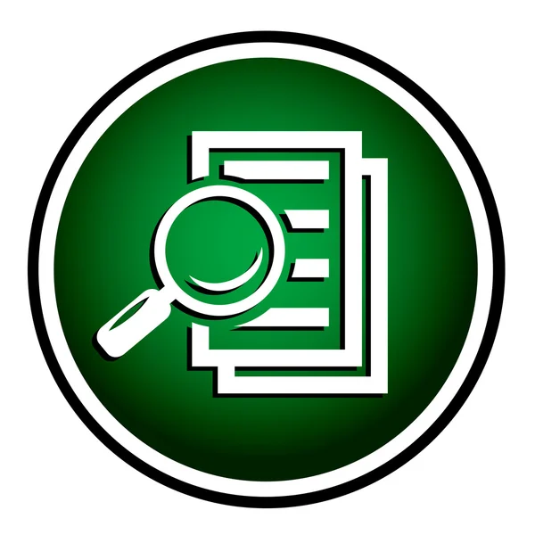 Magnifying glass round green icon - search the document. — Stock Vector