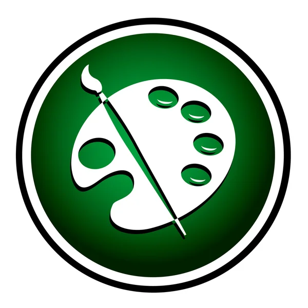 Kleurenpalet en artistieke borstel. Ronde groen pictogram — Stockvector