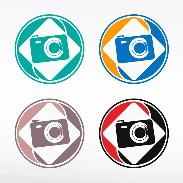 Ícone da câmera - conjunto de cores redondas . — Vetor de Stock