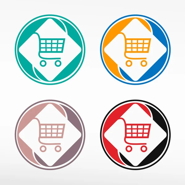 Shopping basket sign - round color set. — Stock Vector