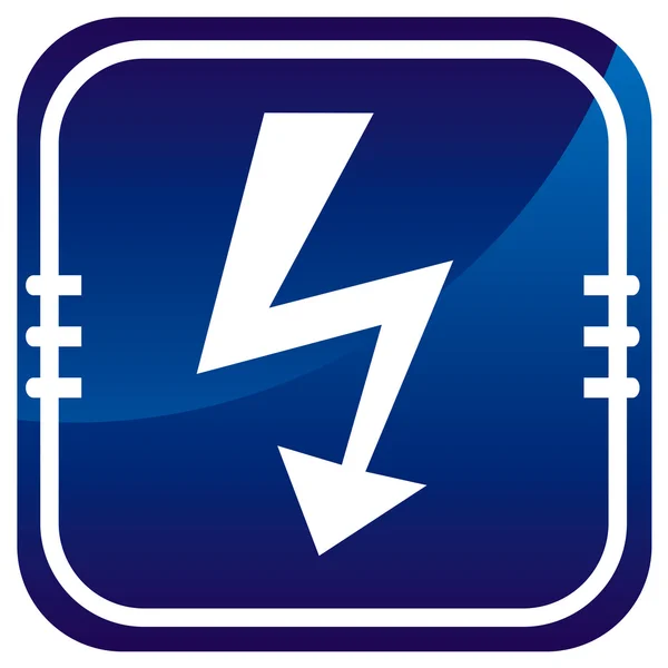 Lightning blue glossy web icon — Stock Vector