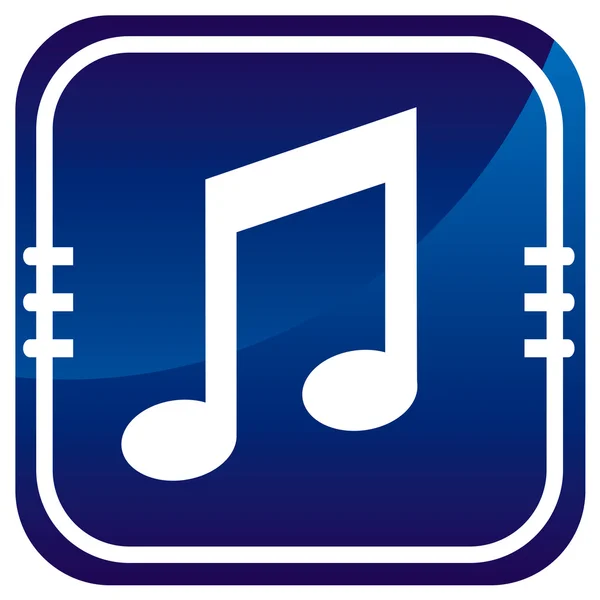 Música icono web brillante azul — Vector de stock