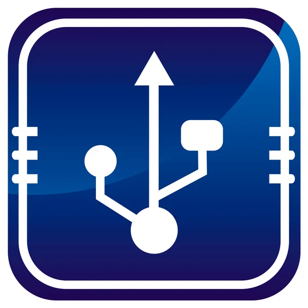 Usb icono azul — Vector de stock