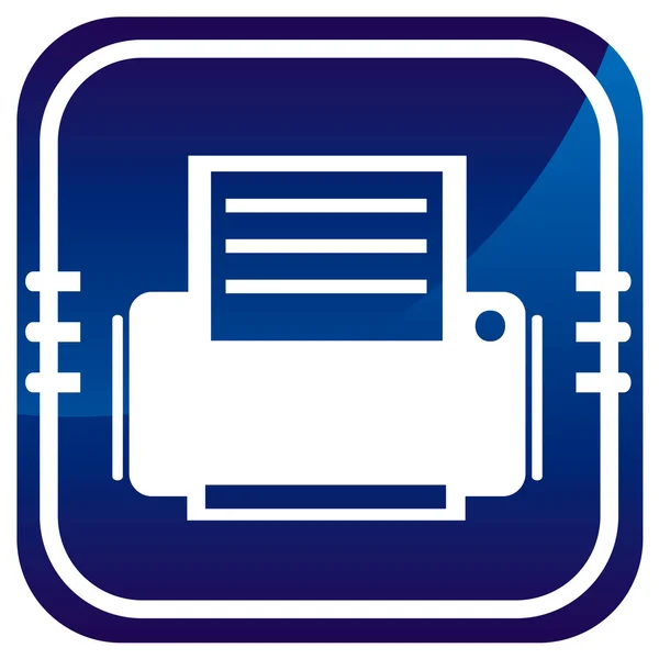 Impresora icono azul. Impresión de documentos — Vector de stock