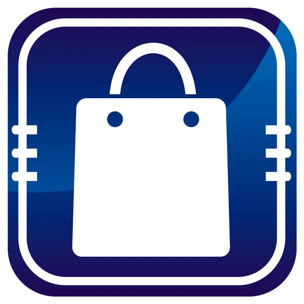 Vector shopping bag on blue button — Stock Vector