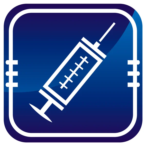 Seringue médicale avec vaccin - bouton bleu — Image vectorielle