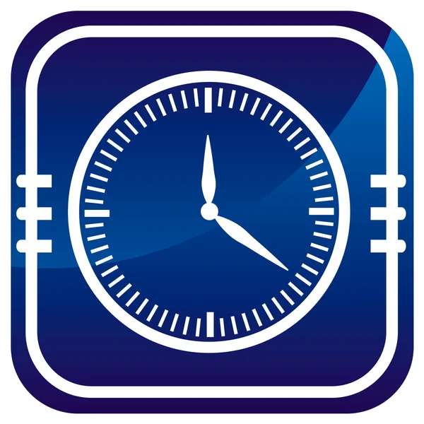 Reloj - en el botón azul aislado — Vector de stock