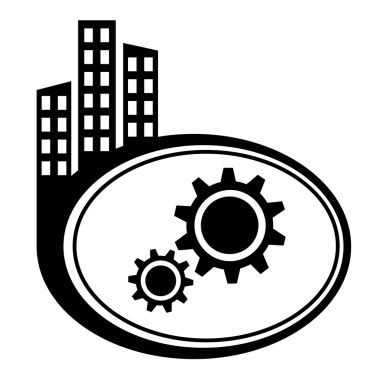 Dişli simgesini. Siyah şehir simgesi