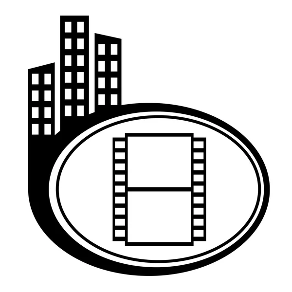 Film schwarze Stadt-Ikone. Filmkamera — Stockvektor