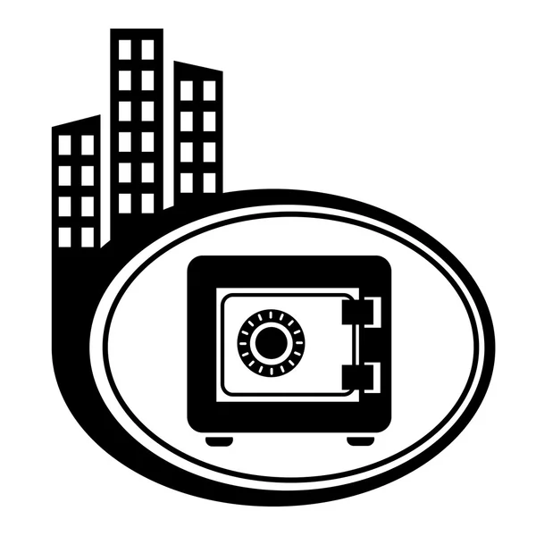 Metal safe icon. Security concept. City icon — Stock Vector