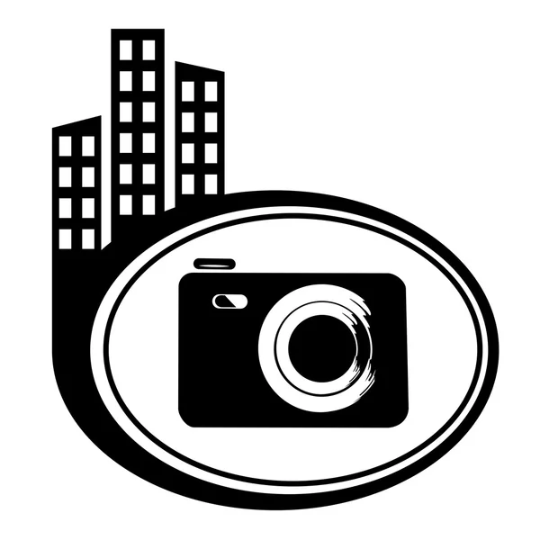 Camera foto - pictograma vectorială izolată. Icoana orașului negru — Vector de stoc