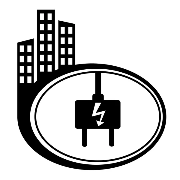 Электрический разъем - векторный значок. Черный город — стоковый вектор
