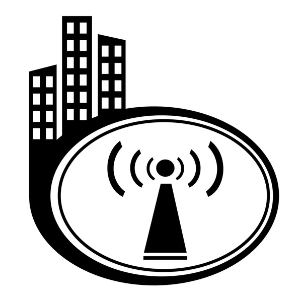 Symbole Wifi icône de ville sur fond blanc — Image vectorielle