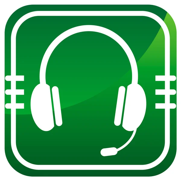 Groene hoofdtelefoon web pictogram — Stockvector