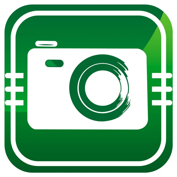 Cámara de fotos - icono verde — Vector de stock