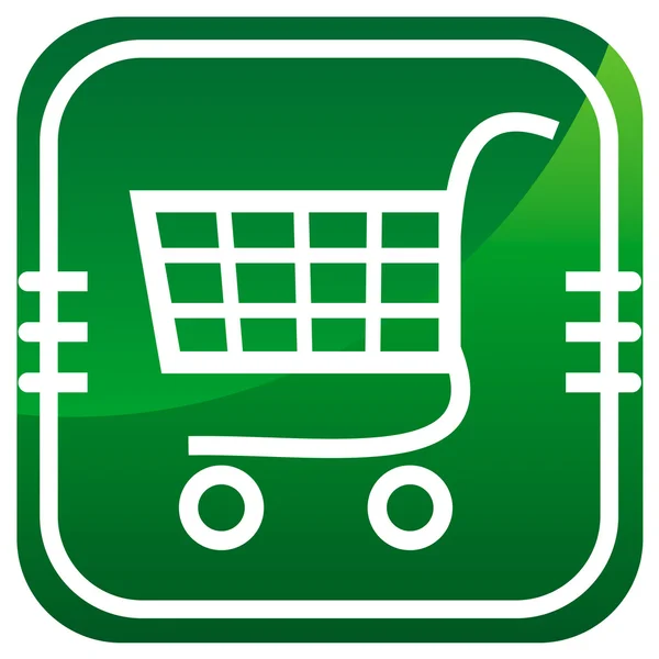 Shopping trolley - green icon — Stock Vector