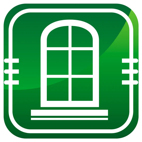 Marco de la ventana - icono verde — Vector de stock