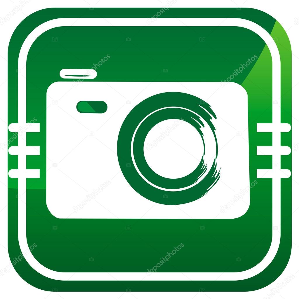 Cámara de fotos icono verde vector, gráfico vectorial © MVmaster