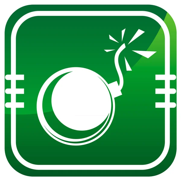 Bomba vectorial sobre icono verde — Vector de stock