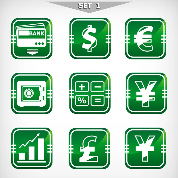Conjunto de iconos de financiación verde vectorial — Archivo Imágenes Vectoriales