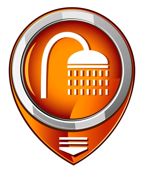 Icona della doccia. Puntatore arancione — Vettoriale Stock