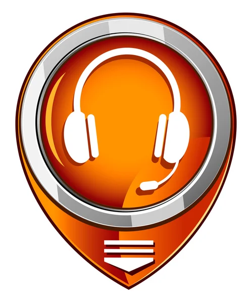 Vector oranje aanwijzer hoofdtelefoon web pictogram ontwerpelement. — Stockvector