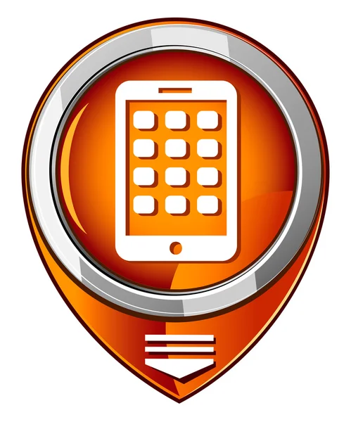 Cep telefonu turuncu işaretçi. Modern smartphone hareket eden aygıt — Stok Vektör