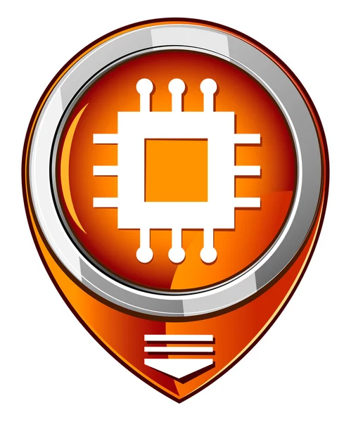 Electronic chip orange pointer — Stock Vector