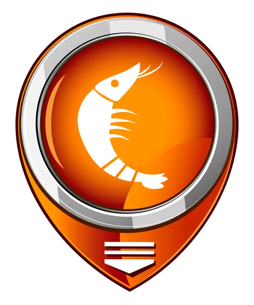 Shrimp. Orange map pointer. — Stock Vector