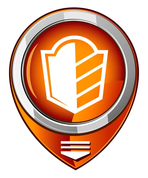 Protéger, signe de sécurité, pointeur de carte orange — Image vectorielle