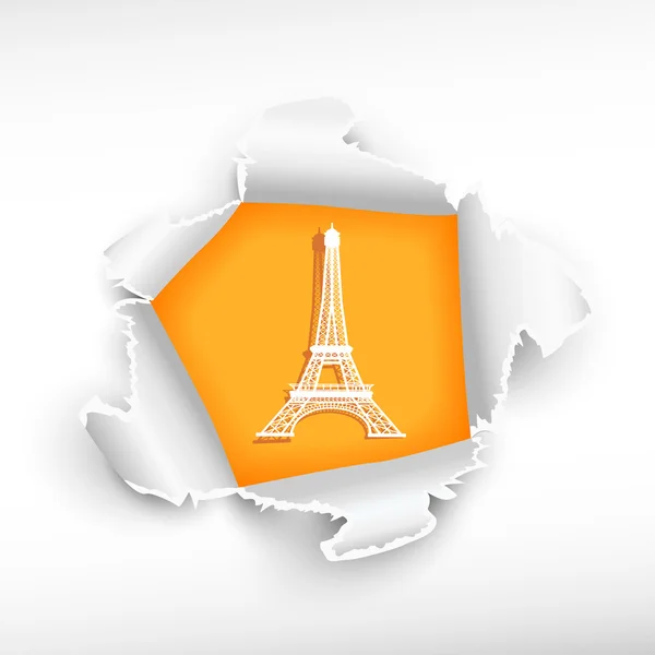 Eiffel wieża i przełom otwór papier — Wektor stockowy