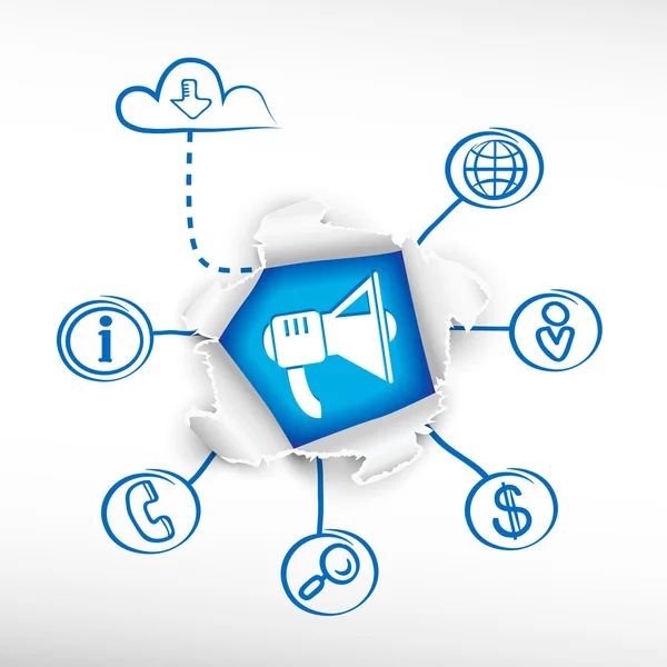 Högtalare och skiss diagram. — Stock vektor