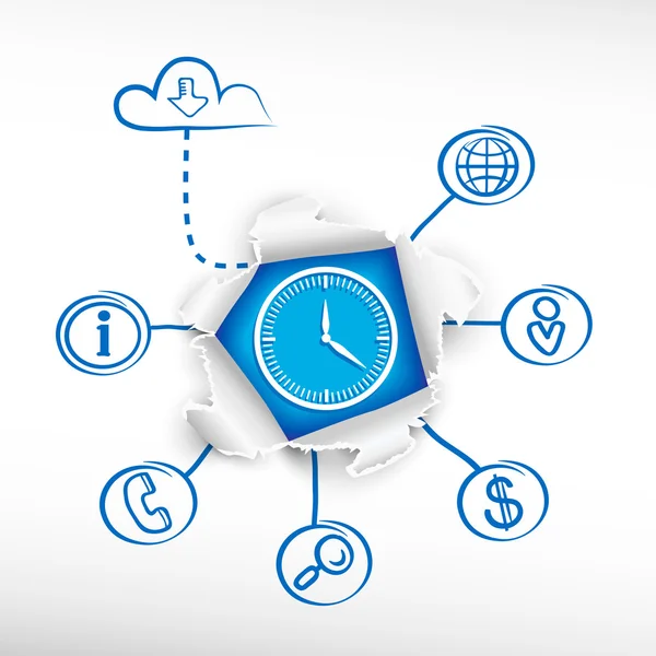 Diagramas del reloj y del boceto . — Vector de stock