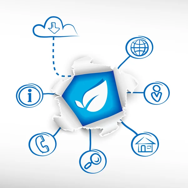 Leaf tecken och skissa diagram — Stock vektor