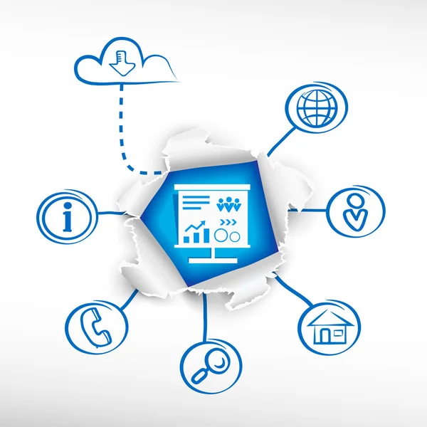 Panneau d'affichage de présentation et diagrammes croquis . — Image vectorielle