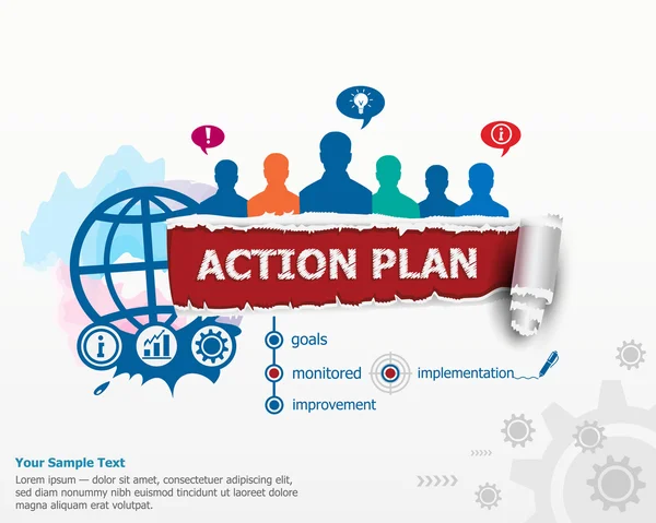 Eylem planı kavramı ve bir grup insan. 