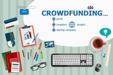 Crowdfunding design and flat design illustration concepts for bu