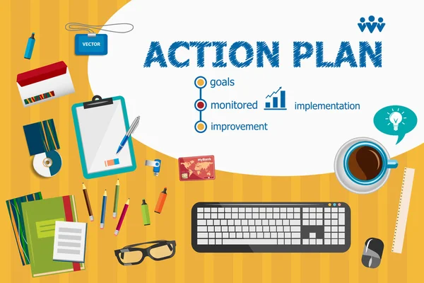 Action plan and flat design illustration concepts for business a