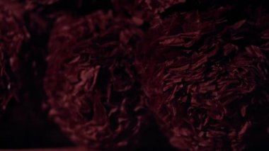 El yapımı renkli kağıt çiçeklere yakın çekim, etkinlik hazırlığı. Özel ışıklandırma sunumu. OLED ekranı için film çekiliyor. Yavaş çekim