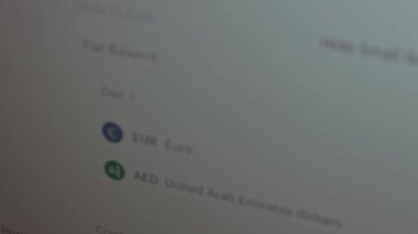 Screen with cryptocurrency deposits. Crypto balance