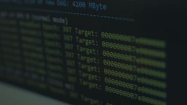 Kripto madenci programı penceresi kripto para çıkarma sürecini gösteriyor. Evde madencilik..