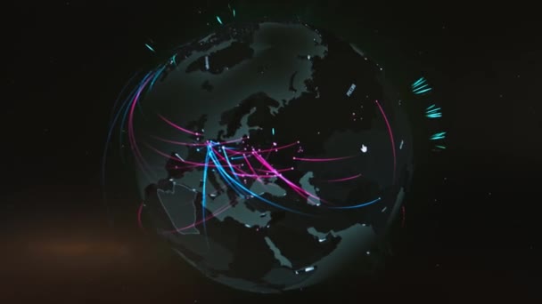 Globális hackelés, vírus, hálózati rés. Világméretű számítógépes vírus — Stock videók